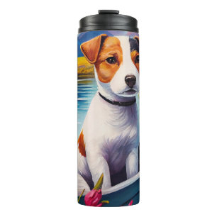 Jack Russell op een peddel: Een landschappelijk av Thermosbeker