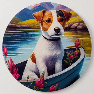 Jack Russell op een peddel: Een Schilderachtig avo Ronde Button 6,0 Cm