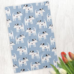 Jack Russell Parson Terrier Chien Motif<br><div class="desc">Un motif de chien Jack Russell Terrier mignon mais fougueux sur un arrière - plan bleu. Ces charmants petits chiots sont aussi connus sous le nom de Parson Russell Terriers.</div>