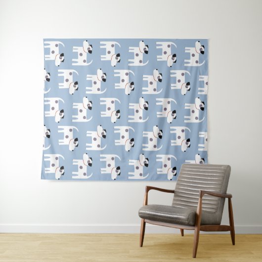 Jack Russell Parson Terrier Dog Pattern Wandkleed (In Situ (horizontaal))