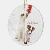Jack Russell Puppies laten het sneeuwornament Keramisch Ornament (Links)