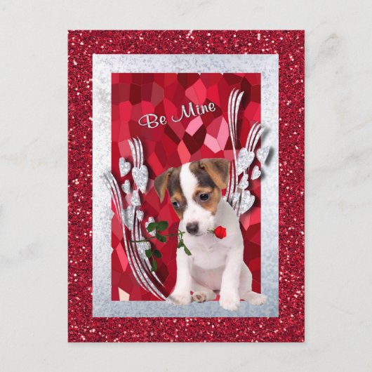 Jack Russell Puppy Be Mine Valentijn Briefkaart (Voorkant)