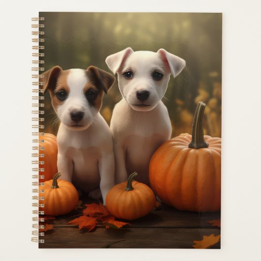 Jack Russell Puppy Herfst Delight Pompoen Planner (Voorkant)