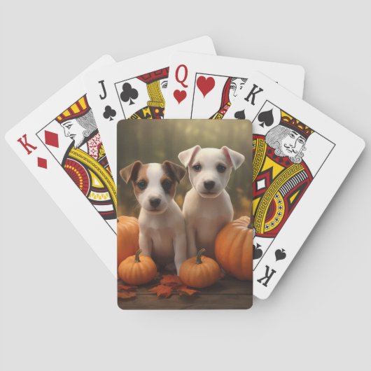 Jack Russell Puppy Herfst Delight Pompoen Pokerkaarten (Achterkant)