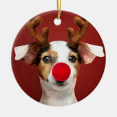Jack Russell Reindeer Keramisch Ornament (Voorkant)