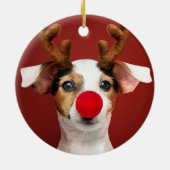 Jack Russell Reindeer Keramisch Ornament (Achterkant)