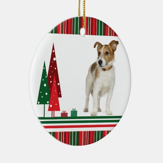 Jack Russell Retro kerstversiering Keramisch Ornament (Rechts)
