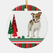 Jack Russell Retro kerstversiering Keramisch Ornament (Voorkant)
