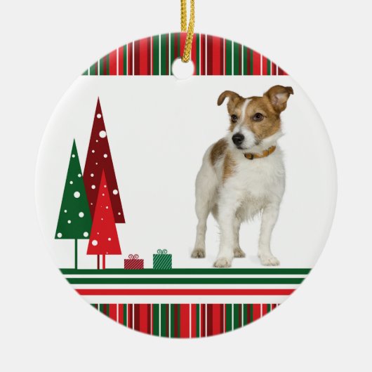 Jack Russell Retro kerstversiering Keramisch Ornament (Voorkant)