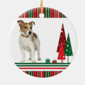 Jack Russell Retro kerstversiering Keramisch Ornament (Achterkant)