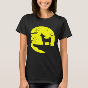 Jack Russell Silhouette in full Moon Dog Bats en T-shirt