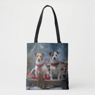 Jack Russell Sneeuw Sleigh Kerst Decoratie  Draagtas