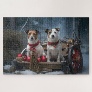 Jack Russell Sneeuw Sleigh Kerst Decoratie Legpuzzel