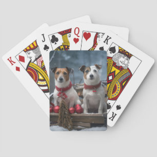Jack Russell Sneeuw Sleigh Kerst Decoratie  Pokerkaarten