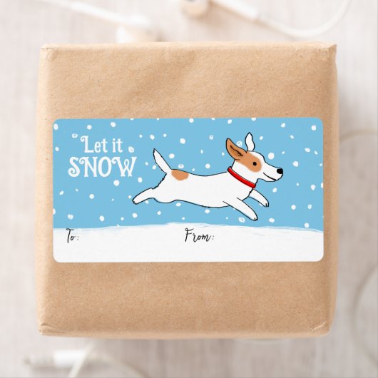 Jack Russell Sneeuwhond Kerstmis Vakantie Gift Etiket (Insitu)