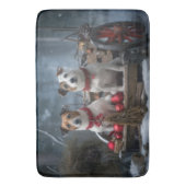 Jack Russell Snowy Sleigh Kerstdecoratie Badmat (Voorkant Verticaal)