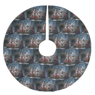 Jack Russell Snowy Sleigh Kerstdecoratie Kerstboom Rok