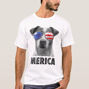 Jack Russell Terrier 4 juli Merica Mannen Americ T-shirt