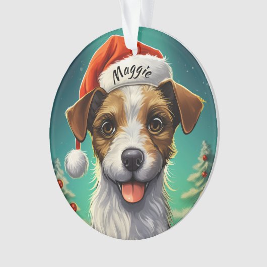 Jack Russell Terrier Aangepaste Kerstversiering Ornament (voorkant)