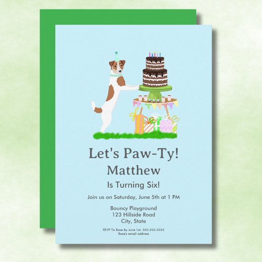 Jack Russell Terrier Avec Anniversaire Invitation 