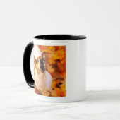 Jack Russell Terrier blaast en springt, herfst Mok (Voorkant links)
