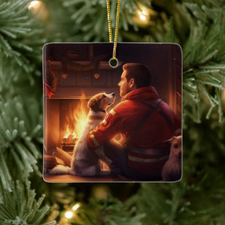 Jack Russell Terriër Brandweerman, Puppy, Huisdier Keramisch Ornament