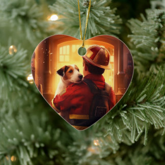 Jack Russell Terrier Brandweerman, Puppy, Huisdier Keramisch Ornament