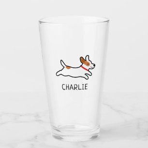 Jack Russell Terrier Cartoon Dog gepersonaliseerd Glas