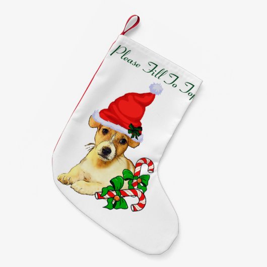 Jack Russell Terrier Christmas Kleine Kerstsok (Voorkant (Hangend))