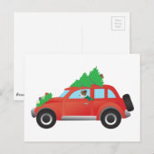 Jack Russell Terrier die met Kerstmis rijdt Feestdagenkaart (Voorkant / Achterkant)