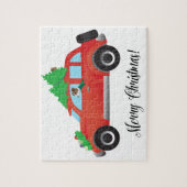 Jack Russell Terrier die met Kerstmis rijdt Legpuzzel (Verticaal)