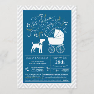 Jack Russell Terrier Dog Baby shower Blue Boy Kaart