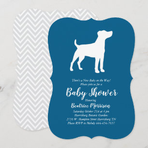 Jack Russell Terrier Dog Baby shower Blue Boy Kaart