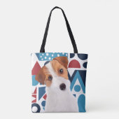 Jack Russell Terrier Dog Blue en Red Geometric Draagtas (Achterkant)