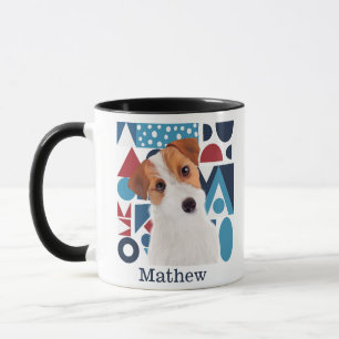 Jack Russell Terrier Dog Blue en Red Geometric Mok