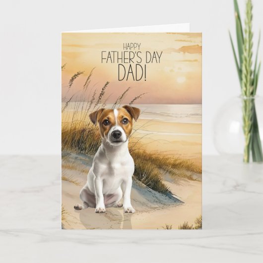 Jack Russell Terrier Dog Sunset Beach Father's Day Feestdagen Kaart (Voorkant)
