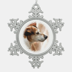 JACK RUSSELL TERRIER DOG TIN SNEEUWVLOK ORNAMENT