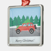 Jack Russell Terrier Driving Car Tree op top Metalen Ornament (Links)