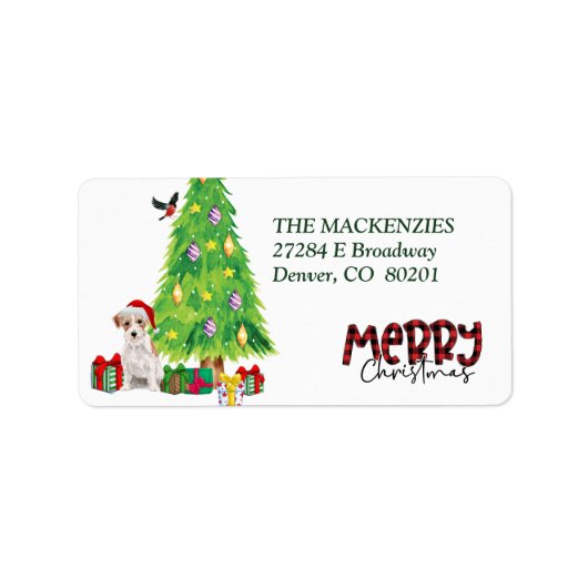 Jack Russell Terrier et Étiquette d'arbre de Noël (Devant)