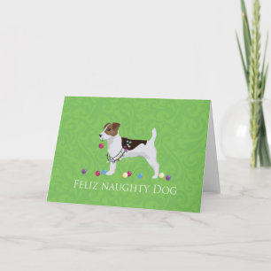 Jack Russell Terrier Feliz Naughty Dog Kerstmis Feestdagen Kaart