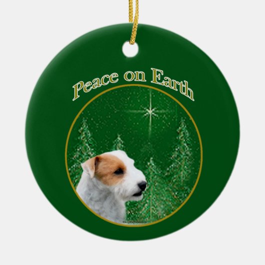 Jack Russell Terrier (gebroken) Peace Sleutelhange Keramisch Ornament (Voorkant)
