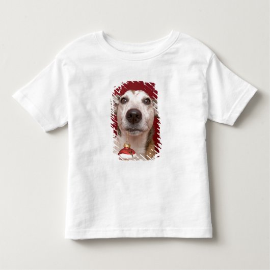 Jack Russell Terrier Holding kerstversiering Kinder Shirts (Voorkant)