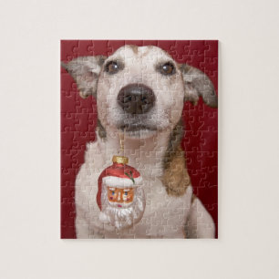 Jack Russell Terrier Holding kerstversiering Legpuzzel