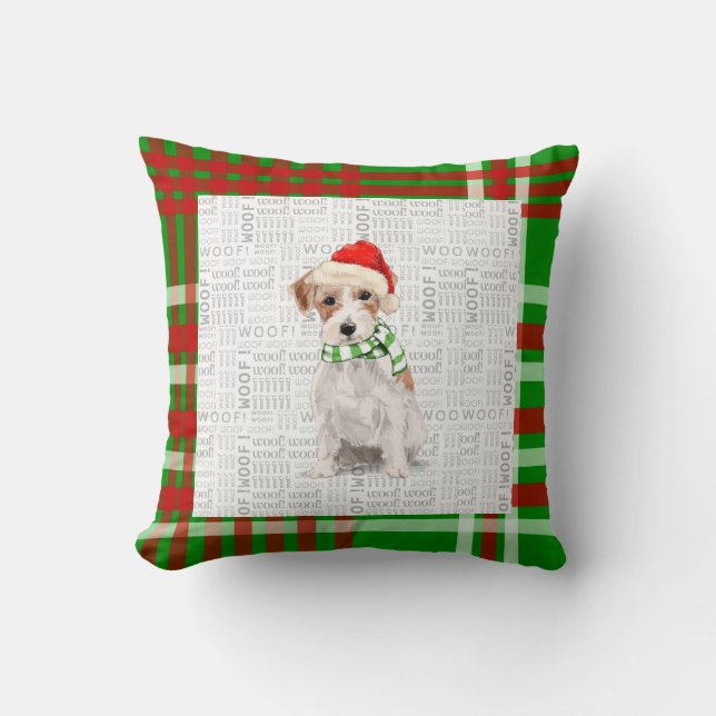 Jack Russell Terrier Holiday met kersthond Kussen (Voorkant)