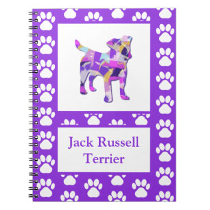 Jack Russell Terriër Hond Silhouet Poot PurplePY&B Notitieboek