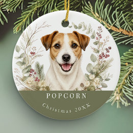 Jack Russell Terrier Hond Watercolor Kerstmis Keramisch Ornament