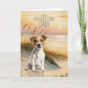 Jack Russell Terrier Hond Zonsondergang Strand Vad Feestdagen Kaart