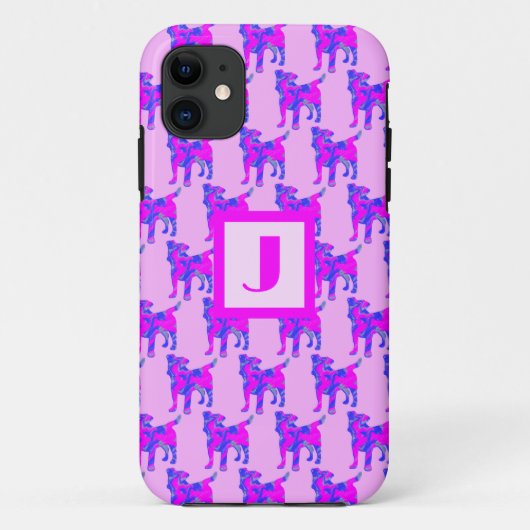 Jack Russell Terrier Hondenliefhebber Roze en Blau Case-Mate iPhone Case (Achterkant)