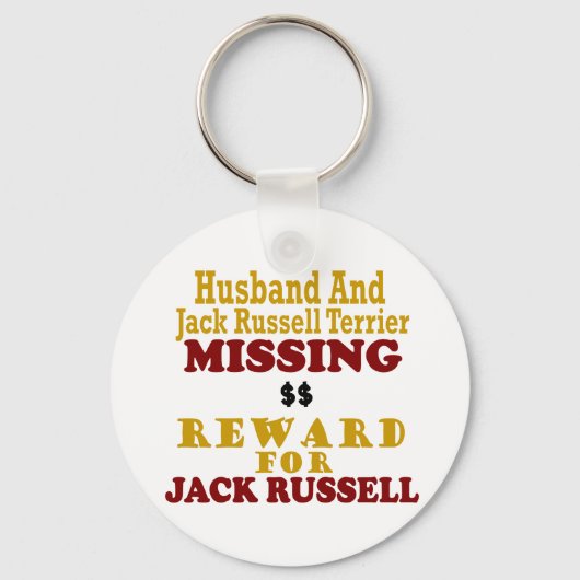 Jack Russell Terrier & Husband Ontbrekende belonin Sleutelhanger (Voorkant)