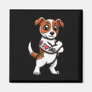 Jack Russell Terrier I Love Dad Funny Dog Tattoo _ Magneet